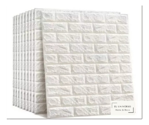 Placa 3d Vinilo Autoadhesivo 70x77 Piedra Blanca Pack X 10 Blanco