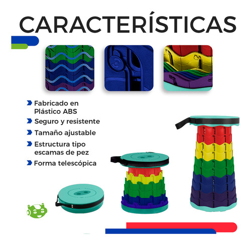 Slim Company Banco Retractil Plegable Portatil Con Correa Ajustable Soporta 130kg Taburete Plegable Para Camping, Ideal Para Fútbol, Picnic, Playa, Bbq, Pesca, Escalada Y Parque Color Verde