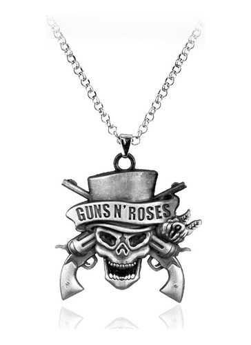 Rock Music Band Guns N 'roses Skull Death Logo Col 001 Silve