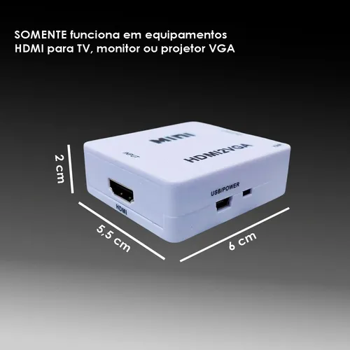 Conversor Adaptador Hdmi Para Vga Ps3 Ps4 Xbox Pc Chromecast
