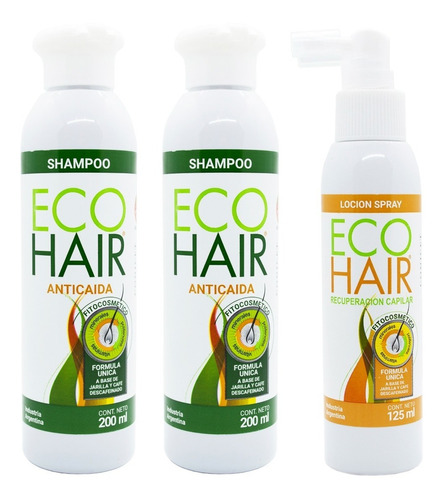 Eco Hair Kit 2 Shampoo + 1 Loción Tratamiento Anticaída 6c