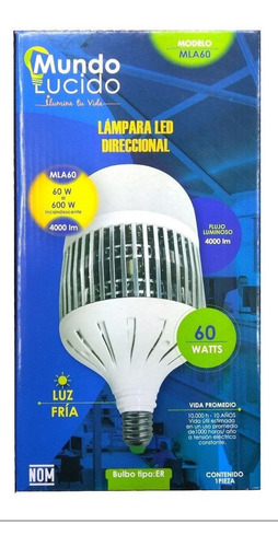 Foco Led 60w Tipo Bombilla E27 / E26 Bajo Consumo Mla60