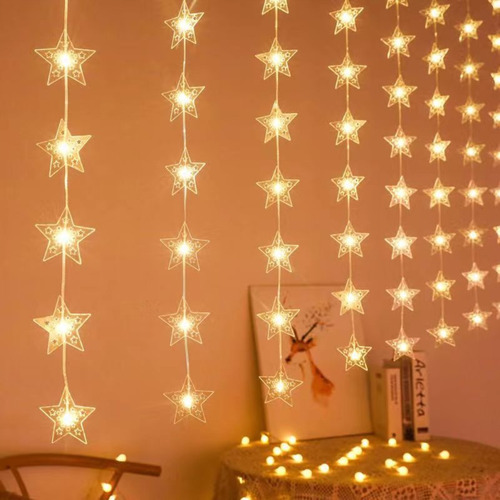 Control Remoto Con Cadena De Estrellas Led Con Luces Navideñ