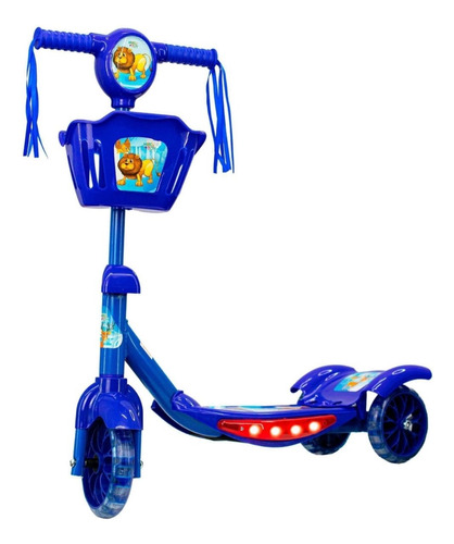 Patinete Infantil  3 Rodas  Luzes Led Sons E Cesto Azul/rosa