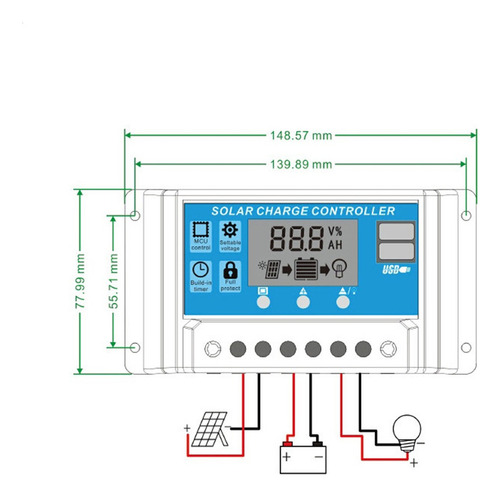Solar Charge Controller 100a, 12/24v Automatic, Pwm