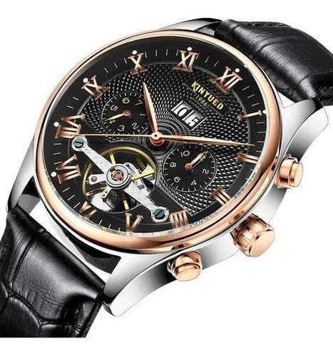 Nuevo Elegante Reloj Piel Mecánico Skeleton Hombre Inoxidabl
