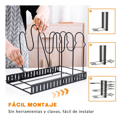 Organizador De Sartenes Y Ollas Más Grueso De 8 Niveles, Estante De Ollas Y Sartenes 3 Métodos De Bricolaje, Soporte De Ollas Y Sartenes Para Armario Y Gabinetes De Cocina, Organizador De Tapas