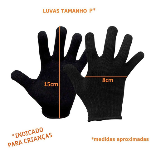Imagem 3 de 3 de 12 Pares Luva De Frio Yong Bi Preta - Tamanho P