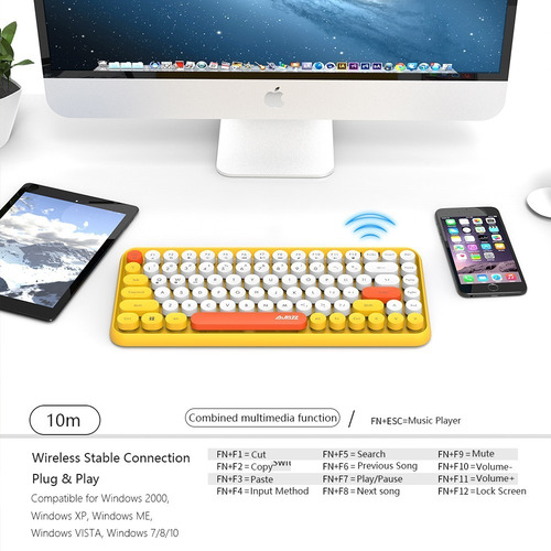 Imagen 7 de 7 de Teclado Bluetooth Ajazz 308i Tapa De Tecla Redonda Conexión