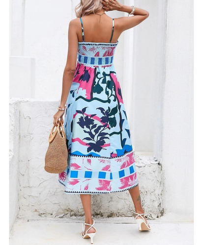 Vestido De Playa Con Estampado De Moda Con Tirantes