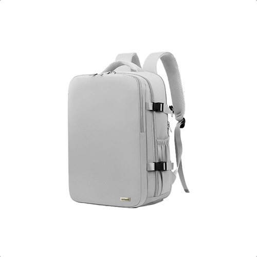 Mochila Impermeable Porta Notebook Usb Reforzada Acolchada Color Gris Diseño De La Tela Liso