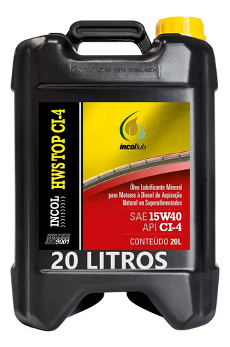 Oleo Lubrificante Motor Incol 15w40 Ci4 Balde 20 Lts 