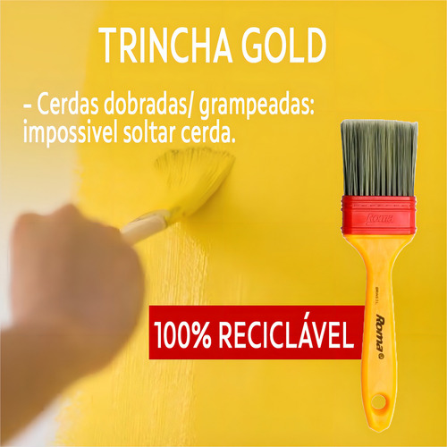 Brocha aplicadora Gold Brush 1.1/2 negra Roma Kit C/6