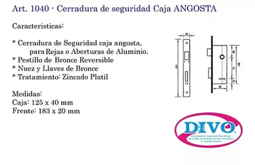 Cerradura Puerta Angosta De Aluminio Kallay 3001