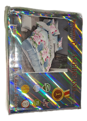 Juego Sábanas Bouquetex Amer 1 1/2 Plaza Twin 1500 Percale Gris Oscuro Floreado
