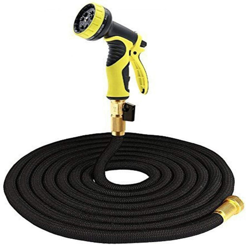 Imagem 4 de 6 de Mangueira 15 M Expansivel Com Encaixe Dourado Esguicho Black