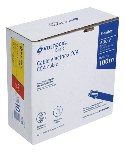 Cable Eléctrico Cal 10 Alucobre 100 M Rojo Volteck Cca-10r
