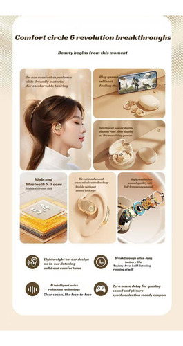 New. Fones De Ouvido Bluetooth De Condução Óssea Sem Fio