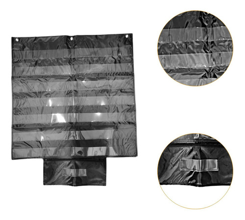 Portatarjetas Con 7 Filas De Bolsillos Transparentes Y Negro