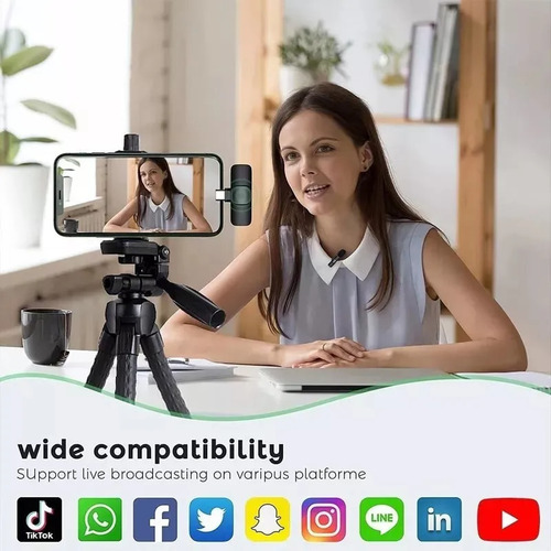 Micrófono De Solapa Inalámbrico 3 En 1 Con Cancelación De Ruido Para iPhone, Android Y Cámara