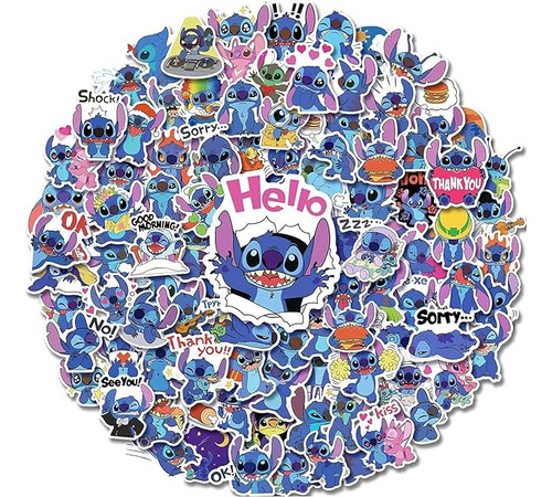 Calcomanías De Stitch De Vinilo, Paquete De 100