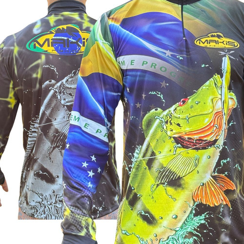 Camisa Esportiva Gola Com Ziper Manga Luva Ordem E Progresso