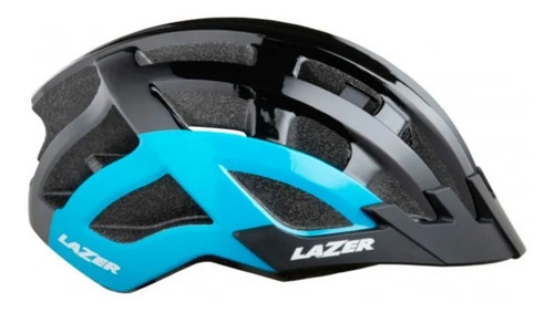 Capacete de ciclismo de patinação ajustável Lazer Compact Dlx Elite com cor clara preto/azul, tamanho único ajustável