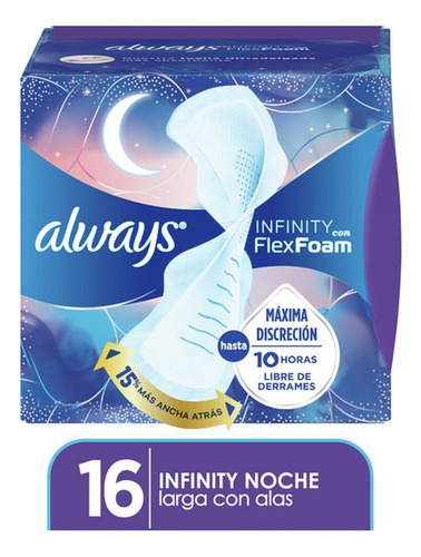 Toallas Femeninas Always Infinity FlexFoam con Alas 16 Toallas
