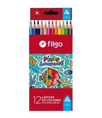  Lápices De Colores Filgo Pinto Caja X 12 Acuarelable Largos
