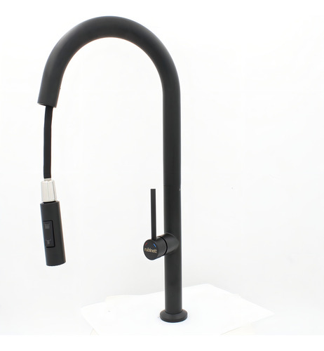 Llave Monomando Fregadero Tarja Retráctil Pre Lavado Negro Acabado Mate