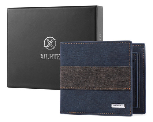 Monedero Para Hombre Cartera Caballero Cartera De Hombre Azul Xiuhte