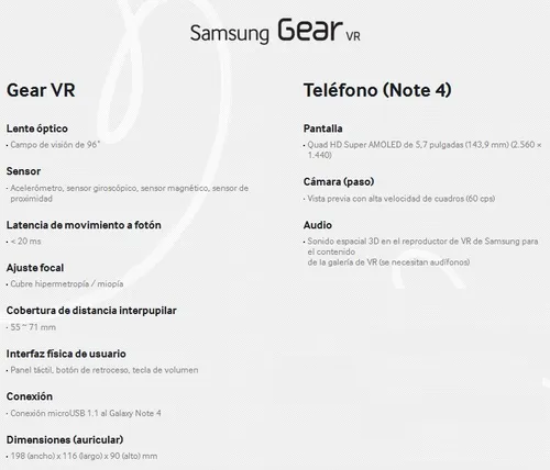 Samsung Gear Vr 2014 Sm-r320 Gafas Realidad Virtual Note 4