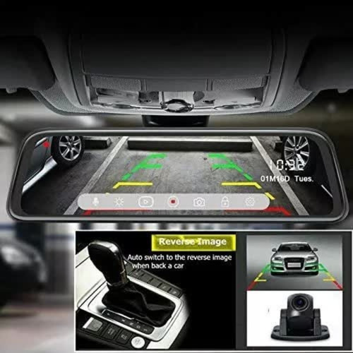 Espejo Retrovisor Dvr Universal 2 Camaras Delantera Reversa