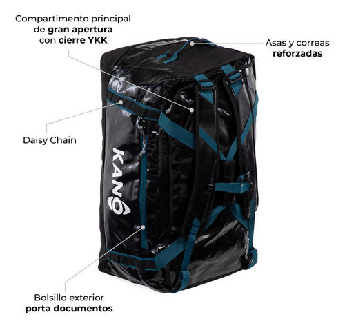 Bolso Mochila Impermeable Negro Kano Outdoor 80l Plegable