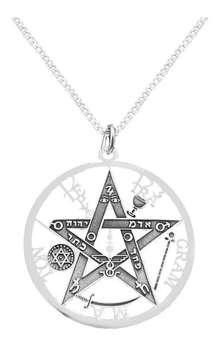 Dije Y Cadena Tetragrammaton Pentagrama Plata 925 Envio Grat