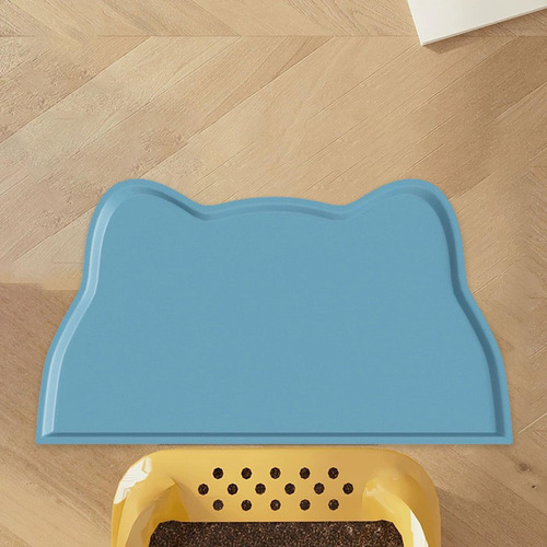 Mat De Comida Cat Pet Play Play Impermeabiliza La Azul Claro