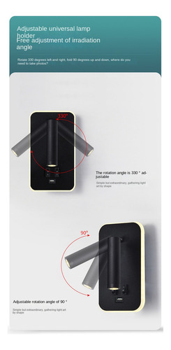 .. Luz De Fondo De Pared D8, Carga Usb, Rotación De 330