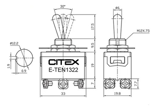 E-ten223 Chave Alavanca C Retorno (on)-off-(on) Ac250v/15a