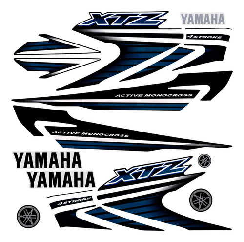 Cartela Adesivos Completa Yamaha Xtz 125 Preto Ano 2008