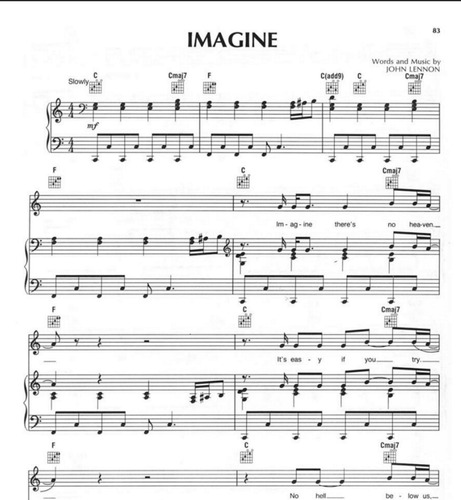 John Lennon Imagine * Partituras Piano (voz Guitarra Rítmica