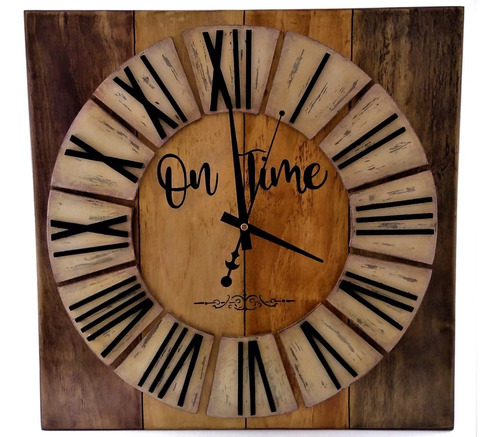 Reloj Para Decoración De Pared En Madera, Grande, Artesanal