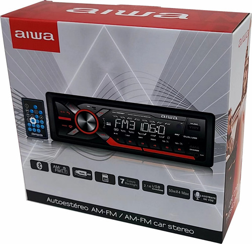 Estéreo 1 Din Aiwa Aw-3269bt Mp3 Doble Usb Luz Led 4x50w