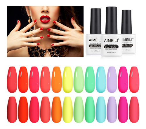 Aimeili Esmalte De Unas De Gel De 12 Colores Para Primavera