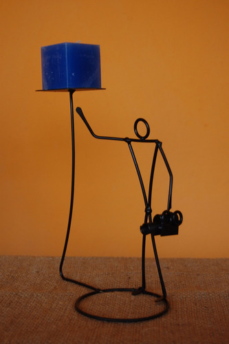 Centro De Mesa Artesanal Camarografo Con Vela