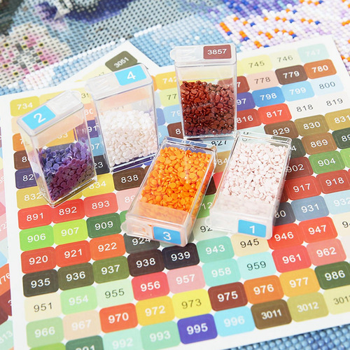 4 Pegatinas De Número De Color Para Pintura De Diamantes,