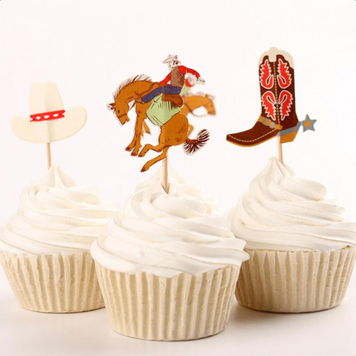 2x De 24 Piezas De Vaquero Temático Para Cupcakes,