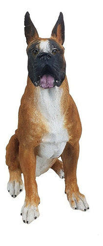 Cachorro Boxer Estatueta Decoração Resina 30cm Jardim Cor n/a