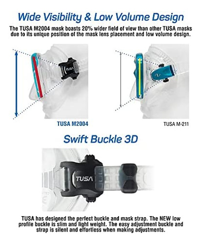 Tusa M-2004 Máscara De Buceo Intega,