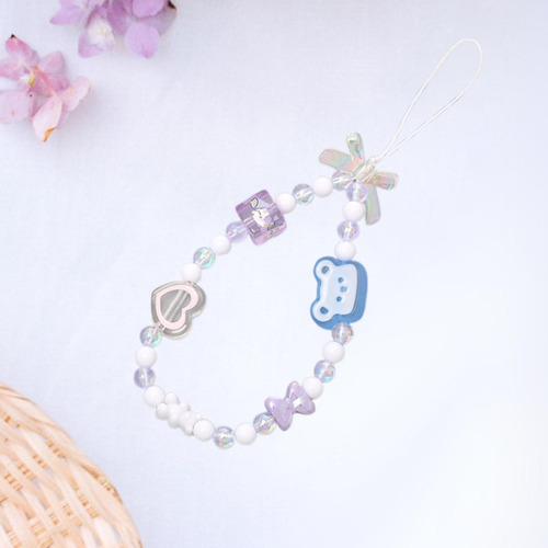 2 Cordón De Teléfono Con Cuentas, Bonita 18 Cm Oso Y Arco