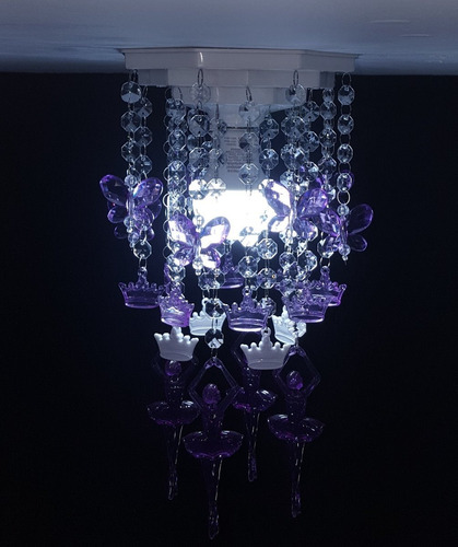 Lustre Plafon Luminária Borboleta Bailarinas Quarto Infantil Estrutura Violeta 127/220v
